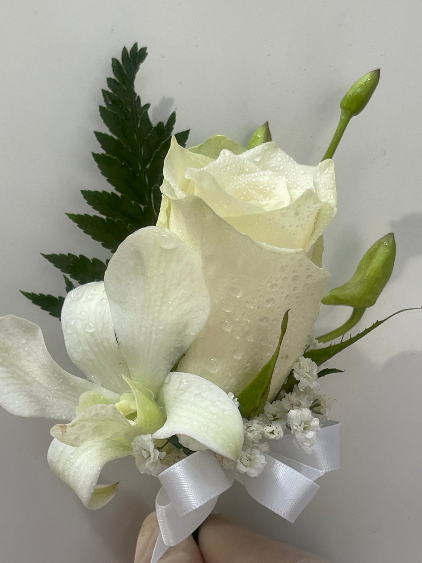 White Rose & Orchid Buttonhole
