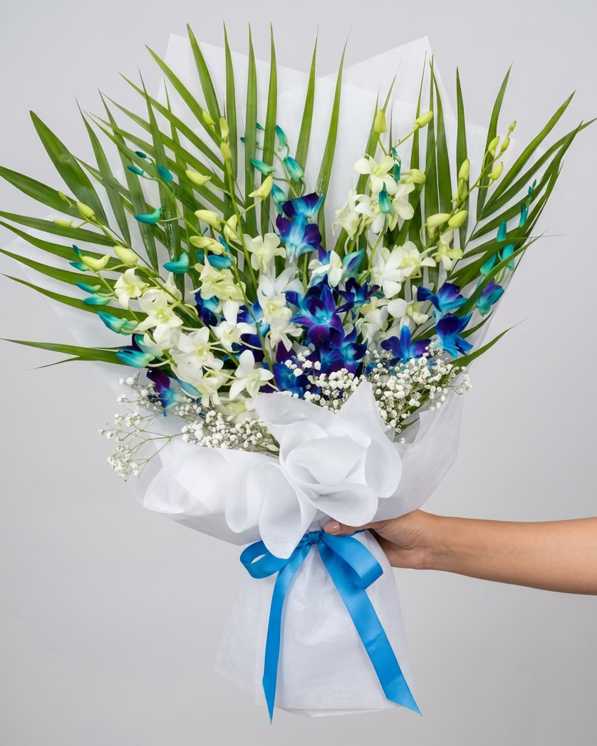 Blue & White Orchid Bouquet