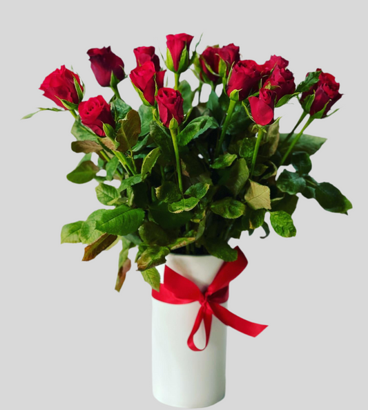 20 Red Roses with vase