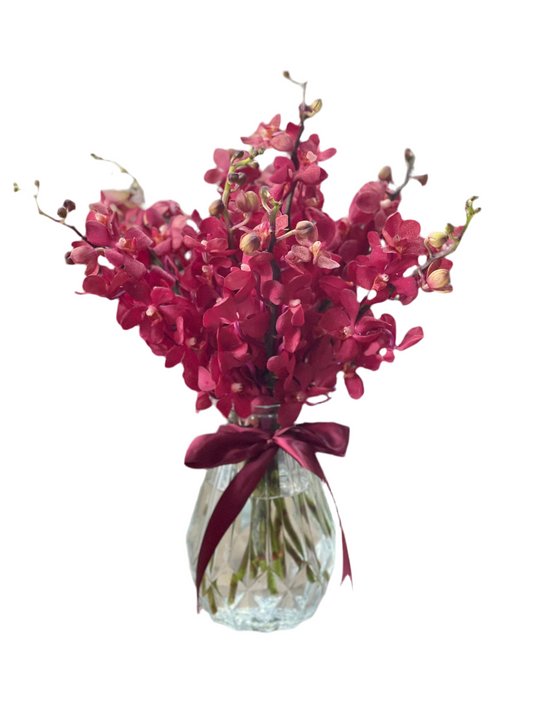 Deep Red Orchid with Vase